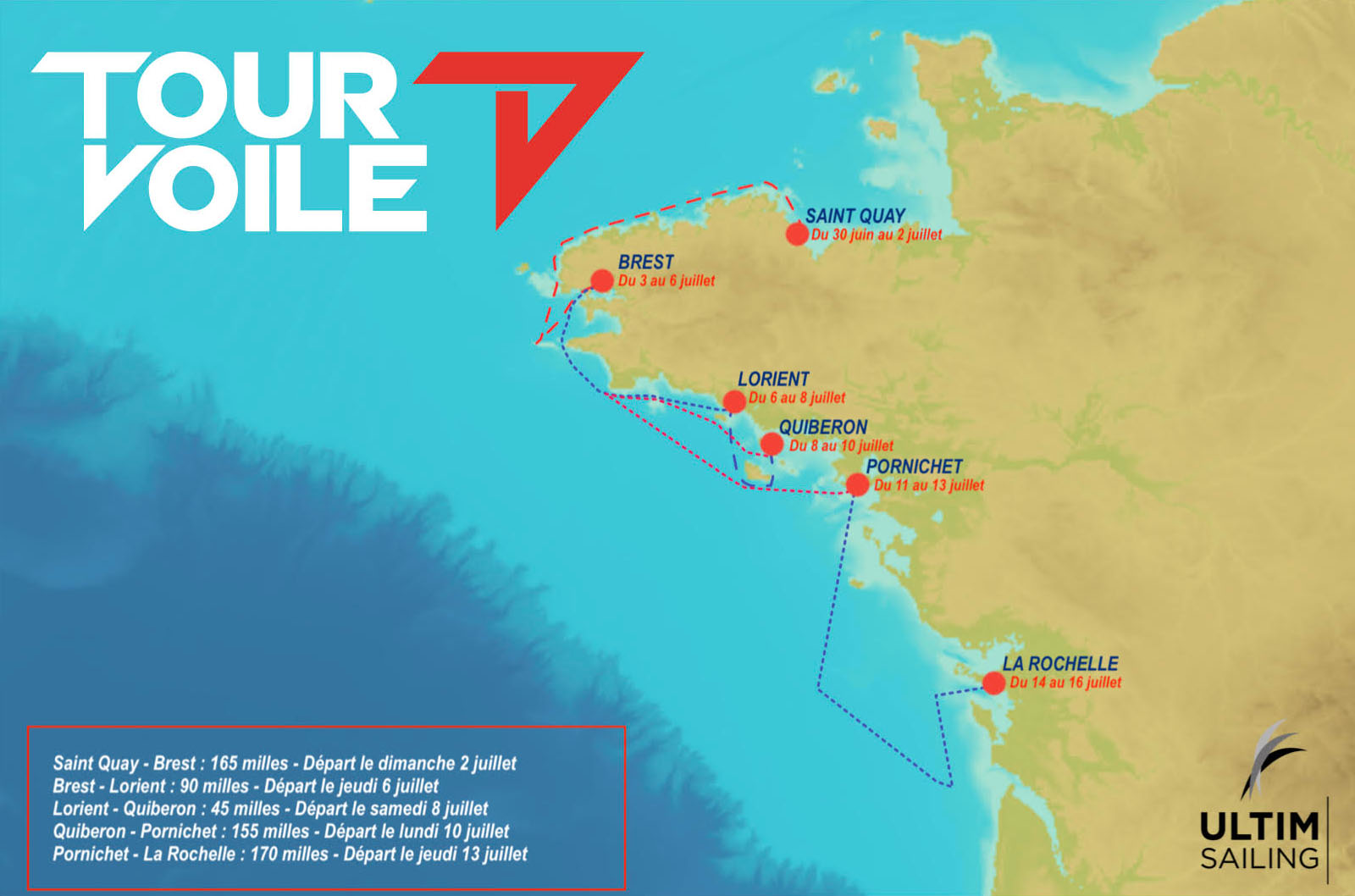 Carte du Tour Voile 2023